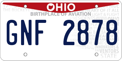 OH license plate GNF2878