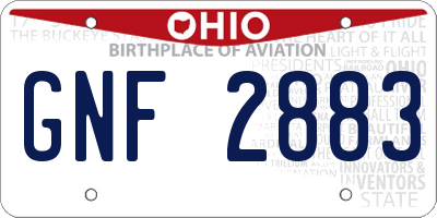 OH license plate GNF2883