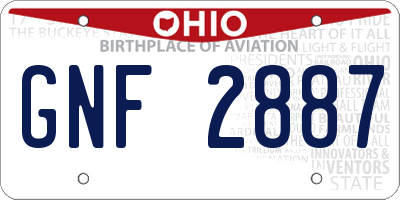 OH license plate GNF2887