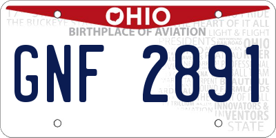 OH license plate GNF2891