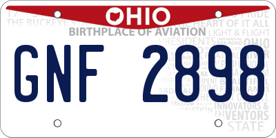 OH license plate GNF2898