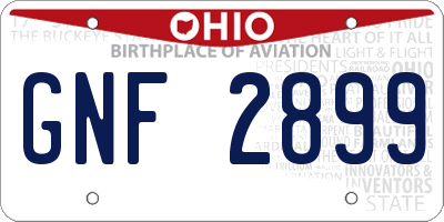 OH license plate GNF2899