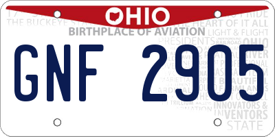 OH license plate GNF2905