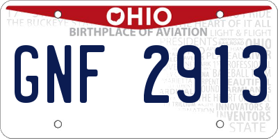 OH license plate GNF2913