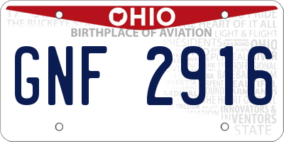 OH license plate GNF2916