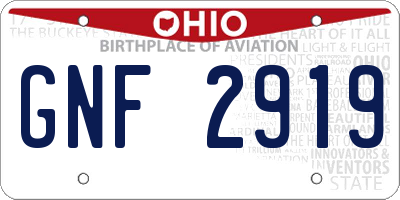 OH license plate GNF2919