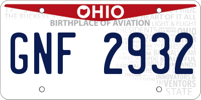 OH license plate GNF2932