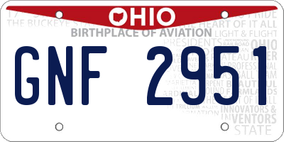 OH license plate GNF2951
