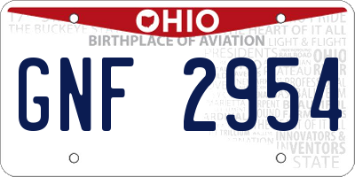 OH license plate GNF2954