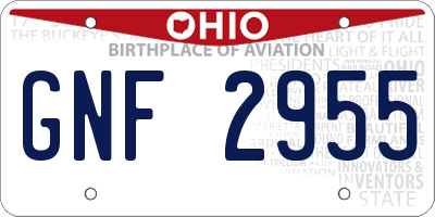 OH license plate GNF2955