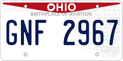 OH license plate GNF2967