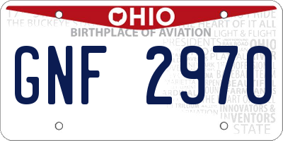 OH license plate GNF2970