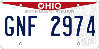OH license plate GNF2974