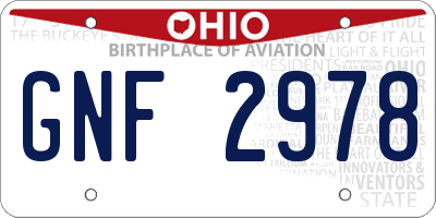 OH license plate GNF2978