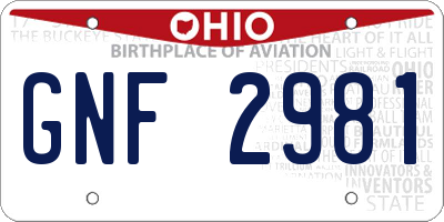 OH license plate GNF2981