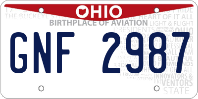 OH license plate GNF2987