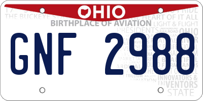 OH license plate GNF2988