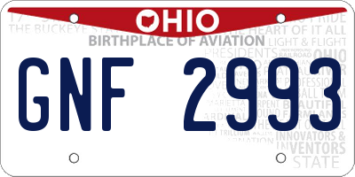 OH license plate GNF2993