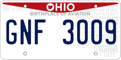 OH license plate GNF3009