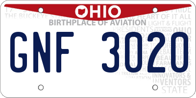 OH license plate GNF3020