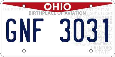 OH license plate GNF3031