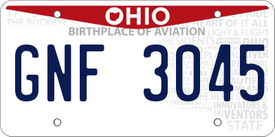 OH license plate GNF3045