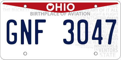 OH license plate GNF3047