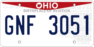 OH license plate GNF3051