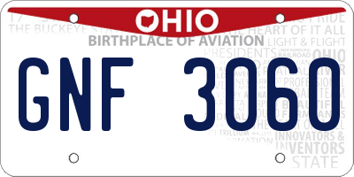 OH license plate GNF3060