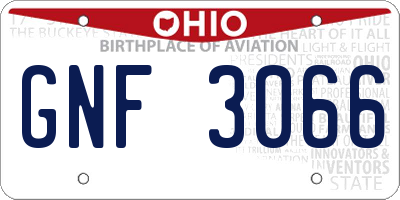 OH license plate GNF3066