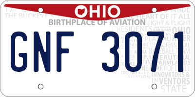 OH license plate GNF3071