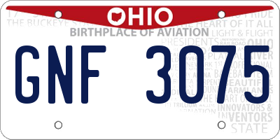 OH license plate GNF3075