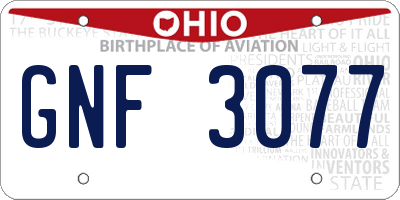 OH license plate GNF3077