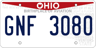 OH license plate GNF3080
