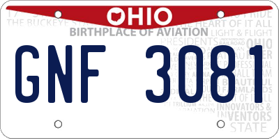 OH license plate GNF3081