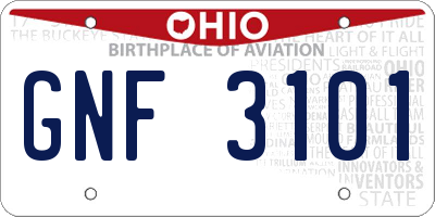 OH license plate GNF3101