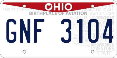 OH license plate GNF3104