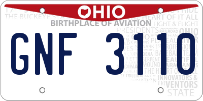 OH license plate GNF3110