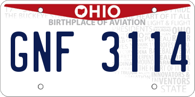 OH license plate GNF3114