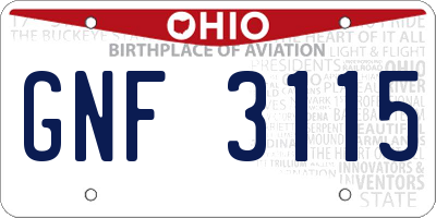 OH license plate GNF3115