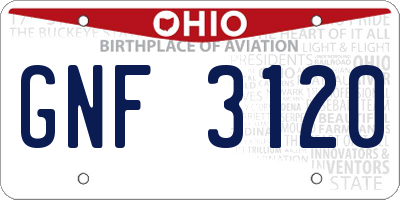 OH license plate GNF3120