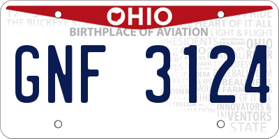 OH license plate GNF3124