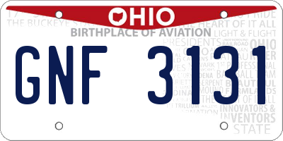 OH license plate GNF3131