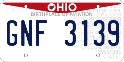 OH license plate GNF3139