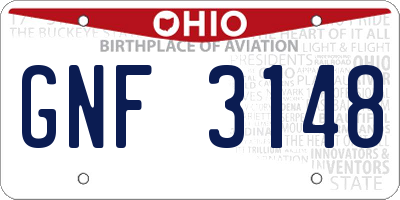 OH license plate GNF3148