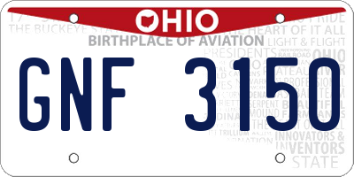 OH license plate GNF3150