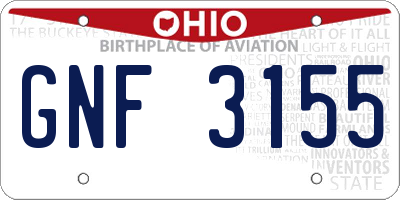 OH license plate GNF3155