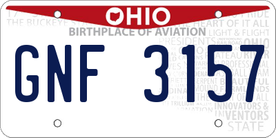 OH license plate GNF3157