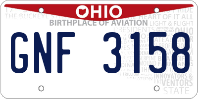 OH license plate GNF3158