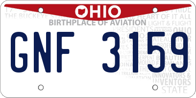 OH license plate GNF3159